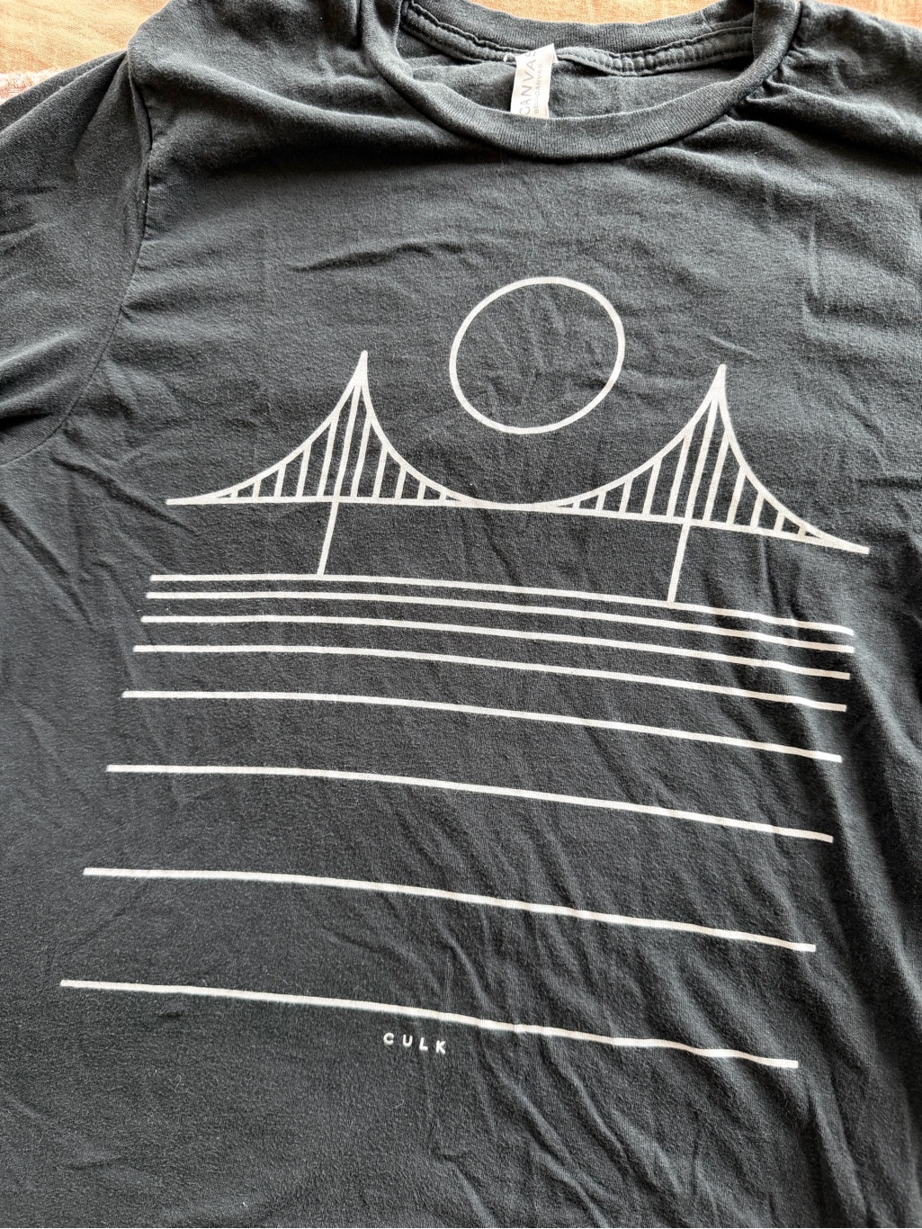 Culk Sf San Francisco Black Tee With White Gg Bridge & Sun Graphic — image 2 of 5